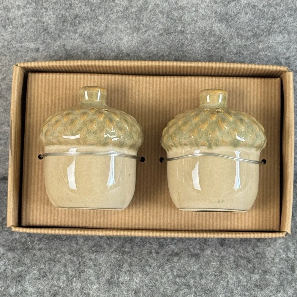 Pottery‎ Barn Salt and Pepper Shakers Acorn Fall Thanksgiving NEW